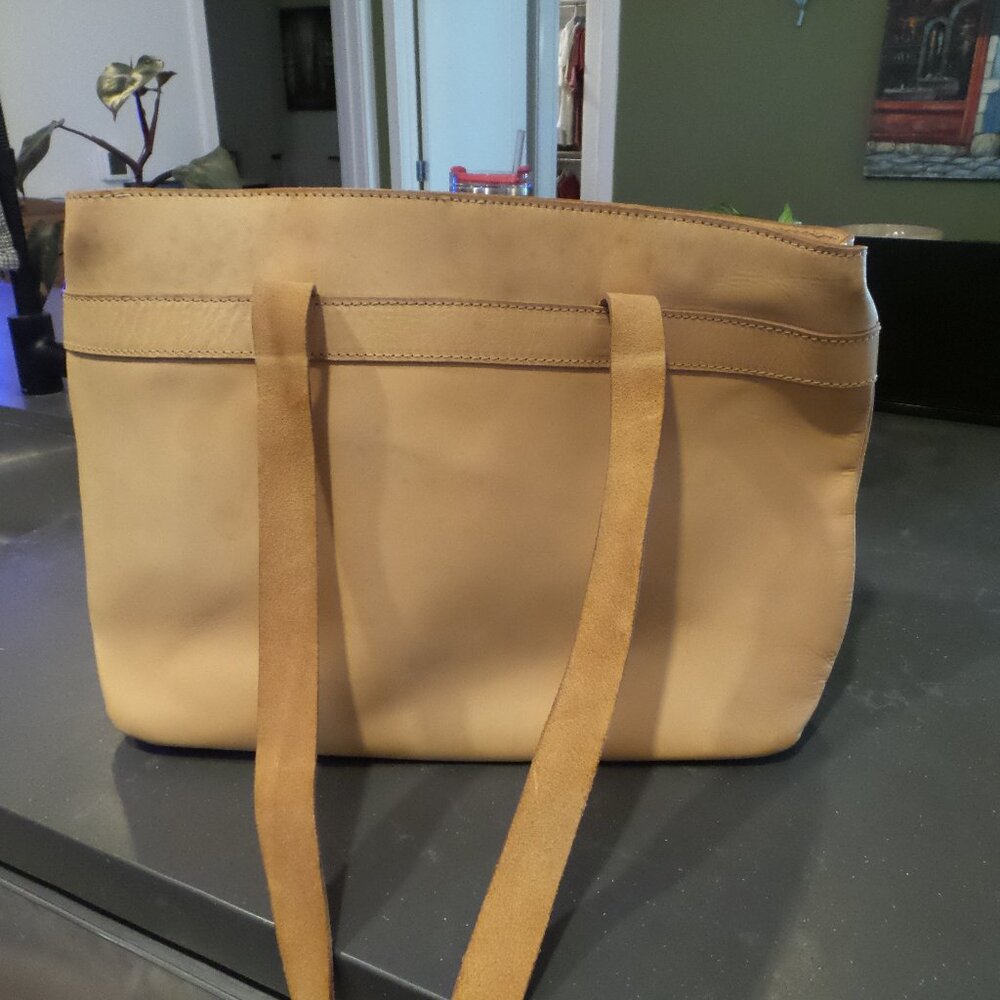 Bree Large Tan Brown Leather Vintage Tote Bag